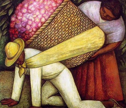 حامل الأزهار للرسام المكسيـكي دييغـو ريفيـرا