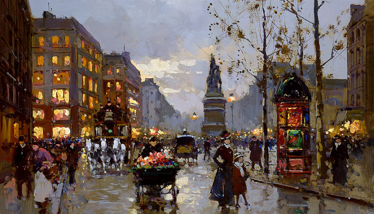 منظر لساحة الجمهورية  للرسّام الفرنسي إدوار ليـون كورتيـز