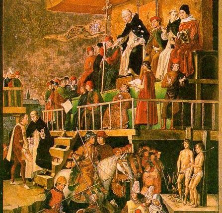 مشهدمن محاكم التفتيش Pedro Berruguete 1475